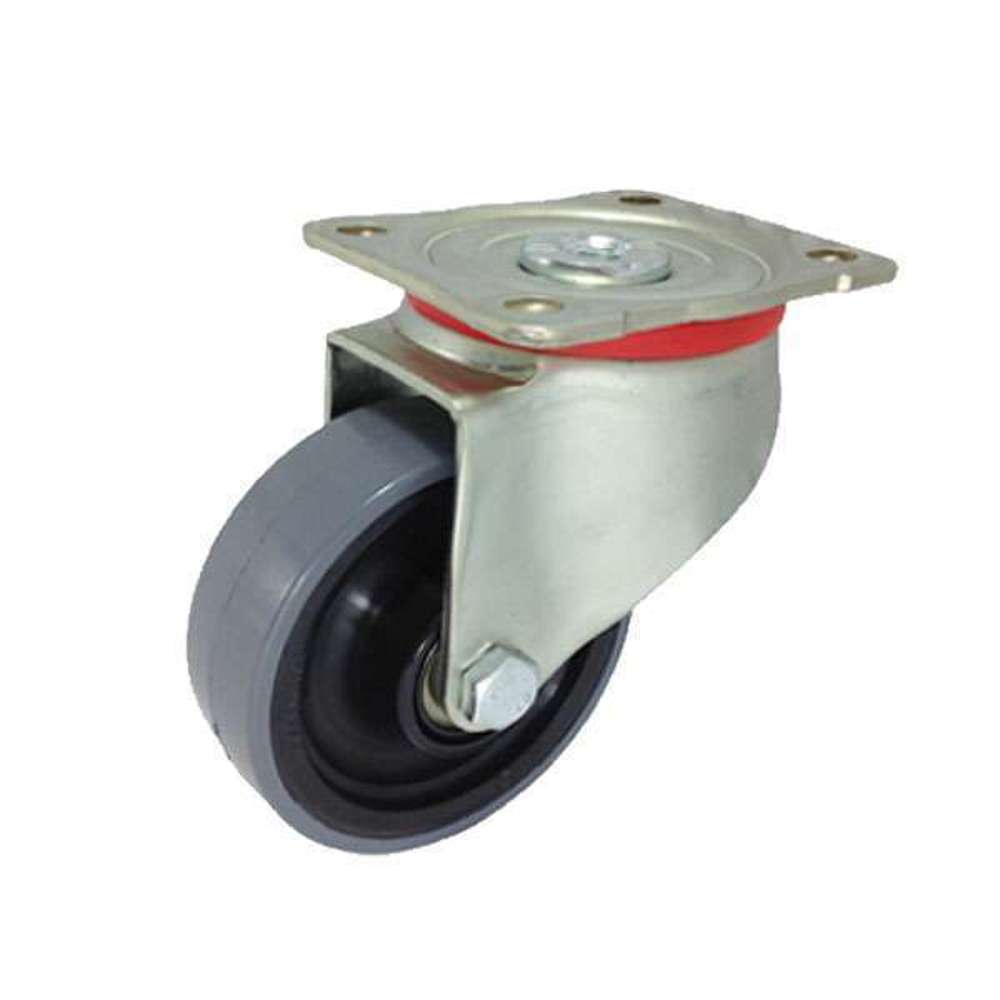Fallshaw J Castor 100 x 32mm Grey PU Swivel Wheel with 300kg Capacity - Heavy Duty Casters for Industrial Equipment, Warehouse Carts, and Workbenches