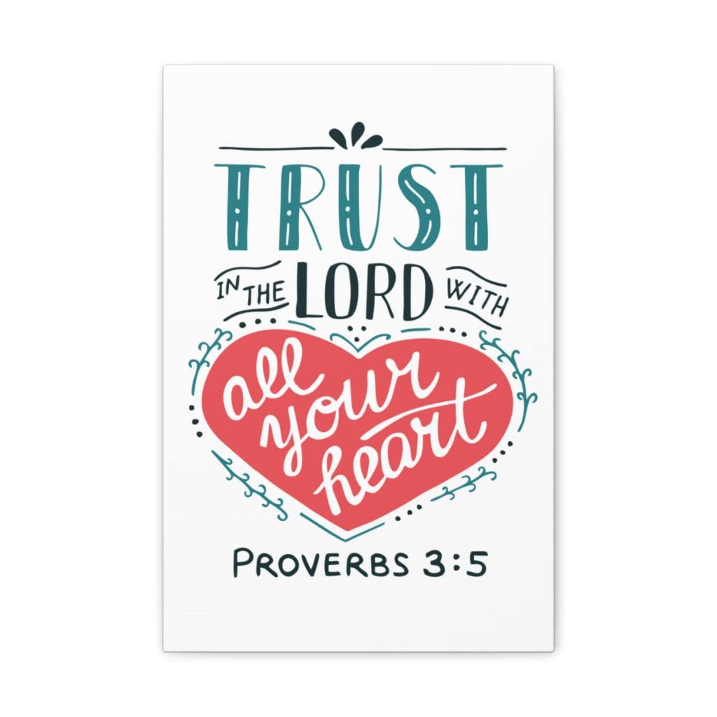 Trust in The Lord Proverbs 3:5 Christian Wall Art - Bible Verse Print for Home Decor - Inspirational Scripture Gift for Wedding, Housewarming & Church - Ready to Hang Framed Canvas