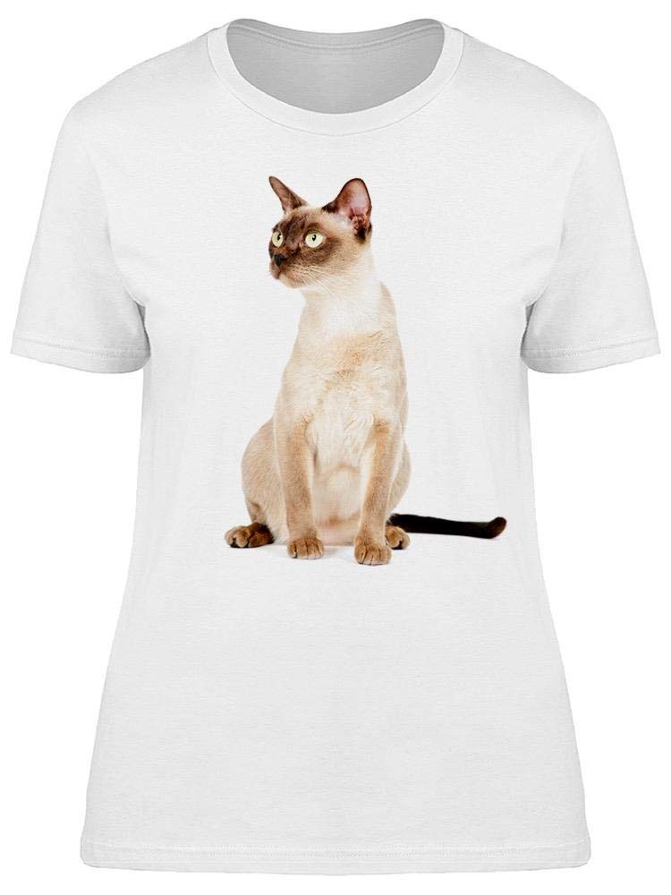 Burmese Cat Sitting T-Shirt for Women - Cute Feline Graphic Tee - Casual Cotton Shirt for Cat Lovers, Pet Owners & Animal Enthusiasts - Perfect for Everyday Wear, Weekend Outings & Cat-Themed Events