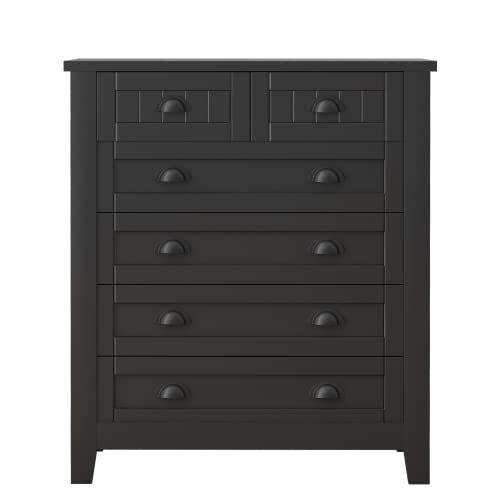 3 Drawer Dresser Cabinet with Retro Shell-Shaped Handle - BAR Cabinet, Storage Cabinet, Lockers for Living Room, Bedroom & Dining Room - Stylish Black Furniture for Home Organization & Decor