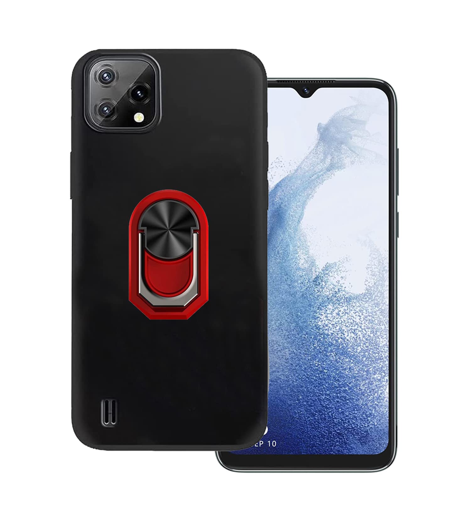 Shockproof Blackview A55 Case with Kickstand & 360 Ring Holder - Slim Protective Phone Cover for Blackview A55 2022 (Red) - Perfect for Work, Travel, and Everyday Use