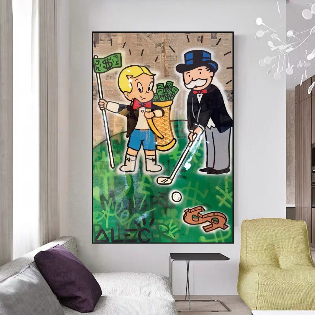 Alec Monopoly Go Yard Golf Canvas Print - Modern Wall Art for Home, Office & Game Room Decor
