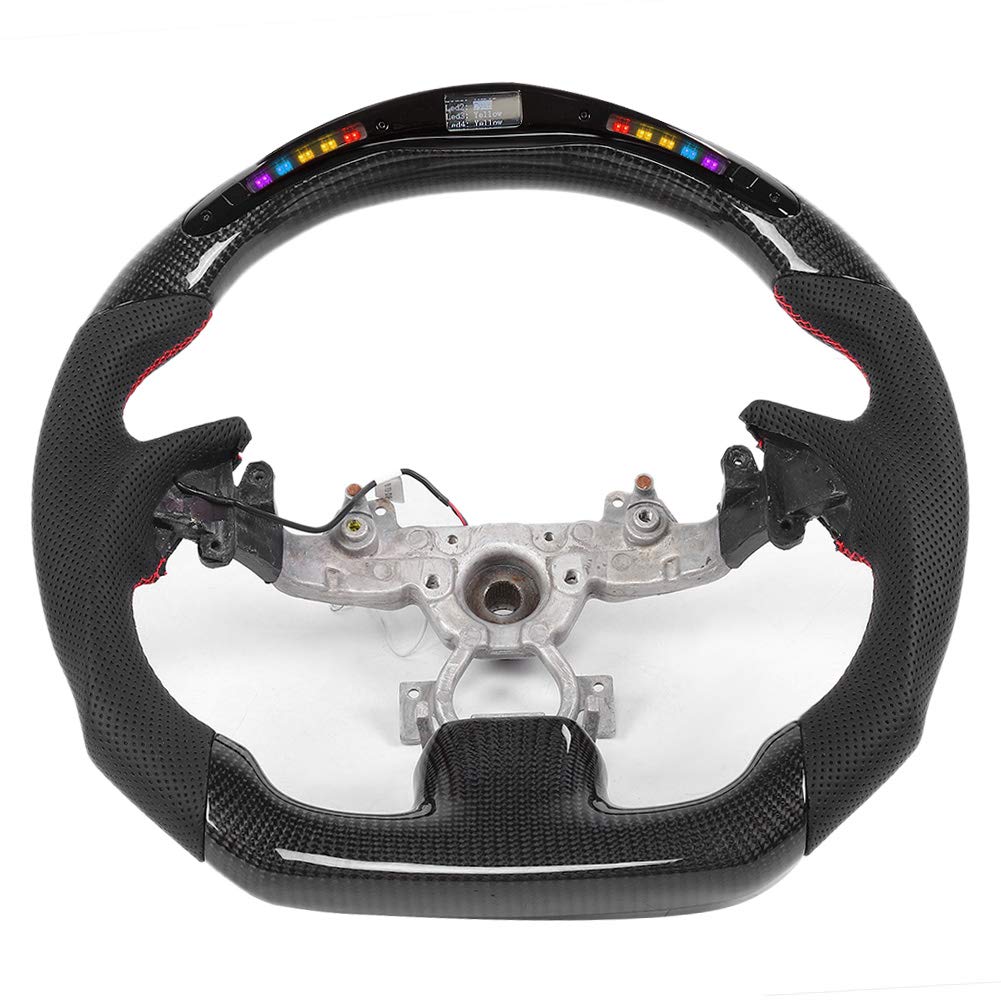 Carbon Fiber Perforated Nappa LED Steering Wheel Replacement for Infiniti G37 2009-2013 - Premium Racing Style Upgrade for Enhanced Grip & Style - Perfect for Car Enthusiasts & Performance Driving