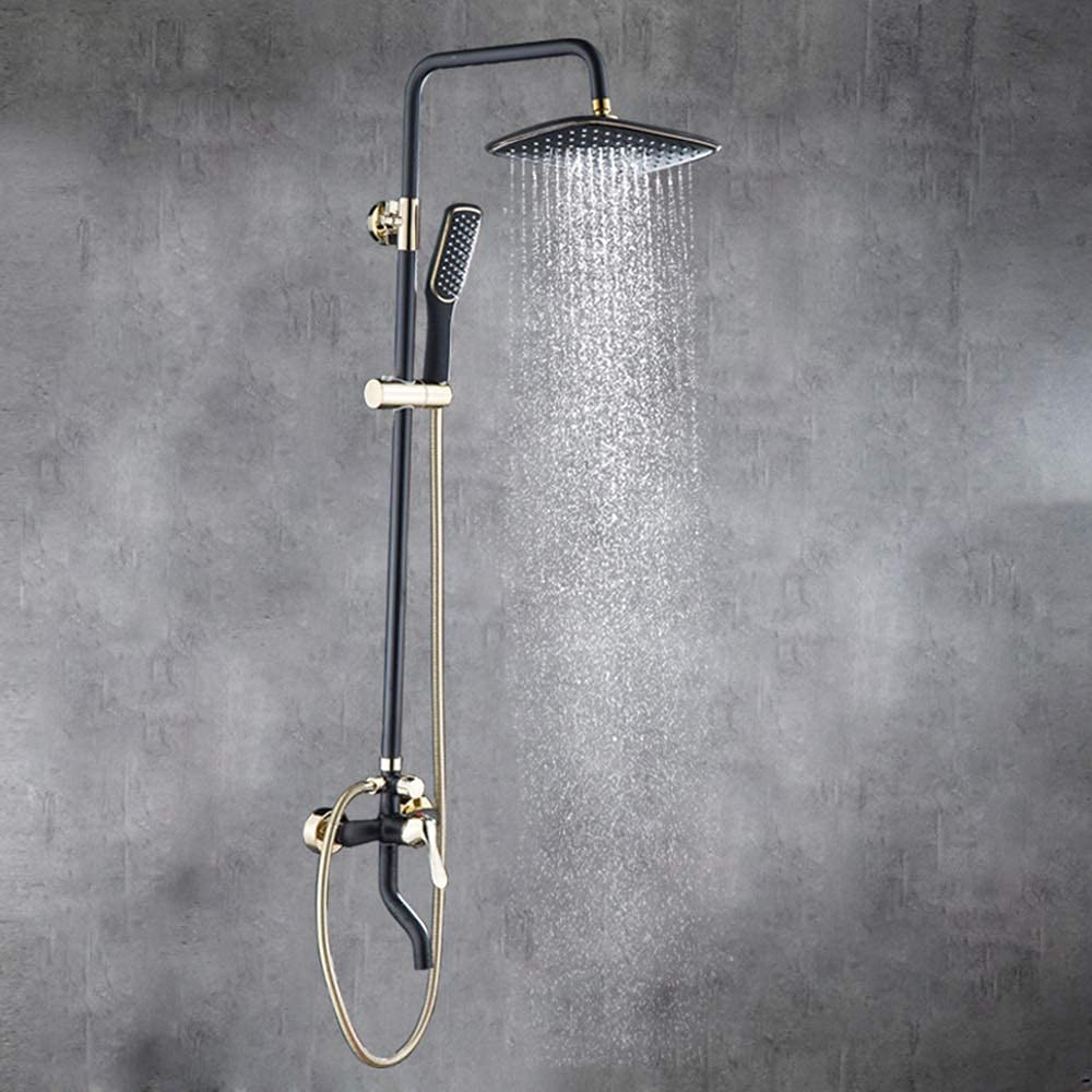 NMDCDH Ceramic Filter Shower Head Set - In-Wall Brass Paint Rotating Shower with Black Copper Finish for Bathroom - Durable & Stylish Design for Modern Homes, Spa-Like Experience