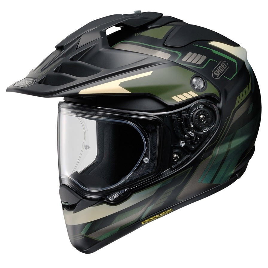 Shoei Hornet X2 Invigorate Motorcycle Helmet - Black/Green/Gray - Lightweight & Durable for Street & Adventure Riding