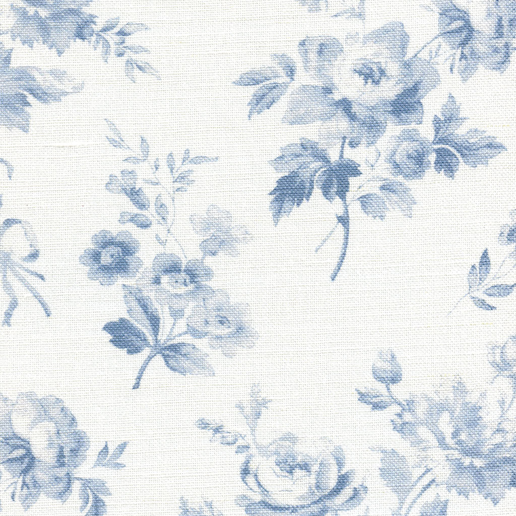 Adelaine Floral Linen Fabric - Loire Blue | Premium Home Decor Fabric for Curtains, Dresses & DIY Craft Projects