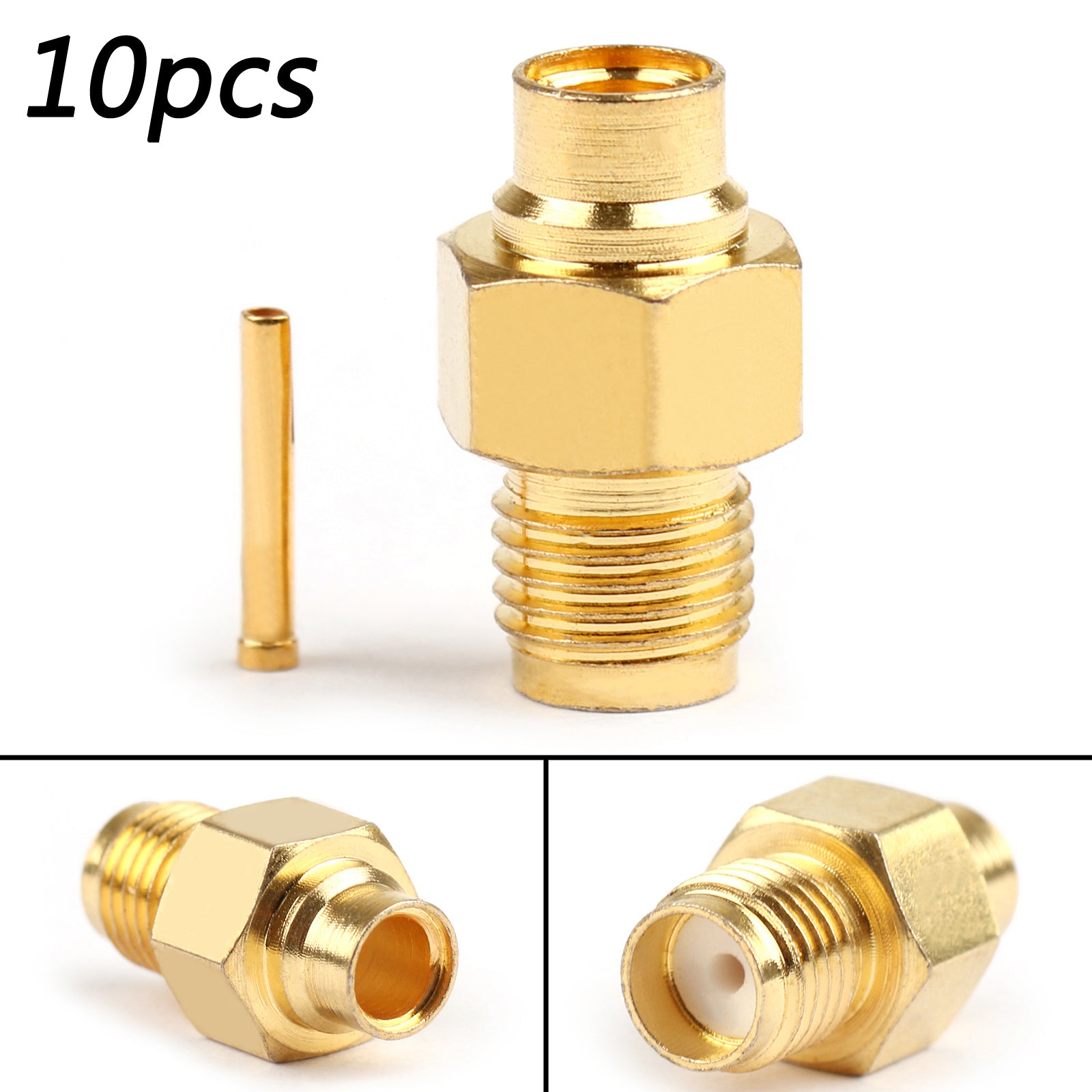 10Pcs SMA Female Jack Solder Connectors for Semi-Rigid RG402 0.141 Cable - High Frequency RF Coaxial Connectors for Ham Radio, Antenna, and Test Equipment Applications