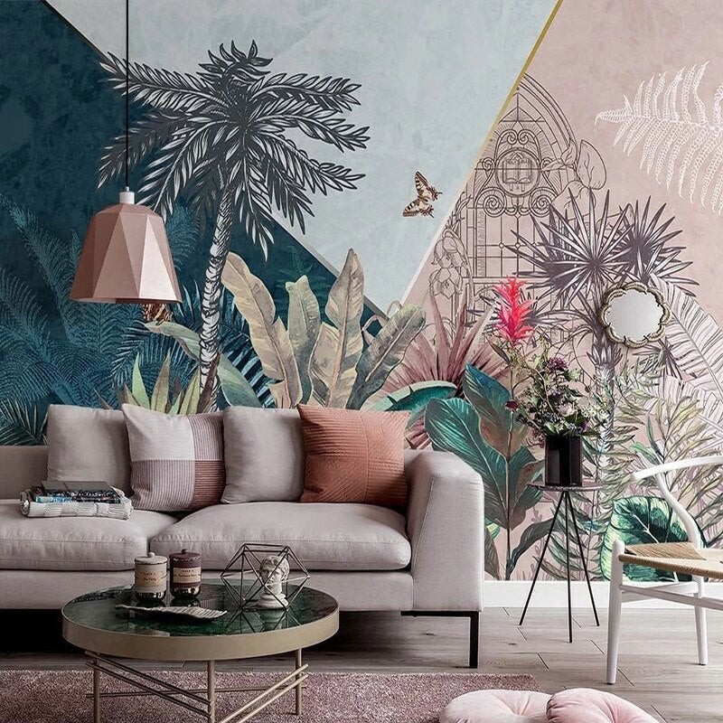 Rainforest Palm Trees Wallpaper - Tropical Botanical Peel and Stick Wall Mural for Living Room, Bedroom, Nursery Decor | Self-Adhesive Removable Wallpaper for Home Interior Design
