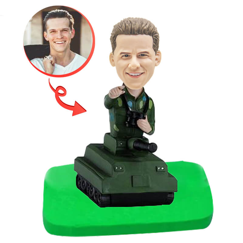 Custom Tank Commander Bobblehead - Personalized Military Gift for Collectors & Veterans - Perfect for Office Desk Decor, Military Appreciation Gifts & Army Themed Parties