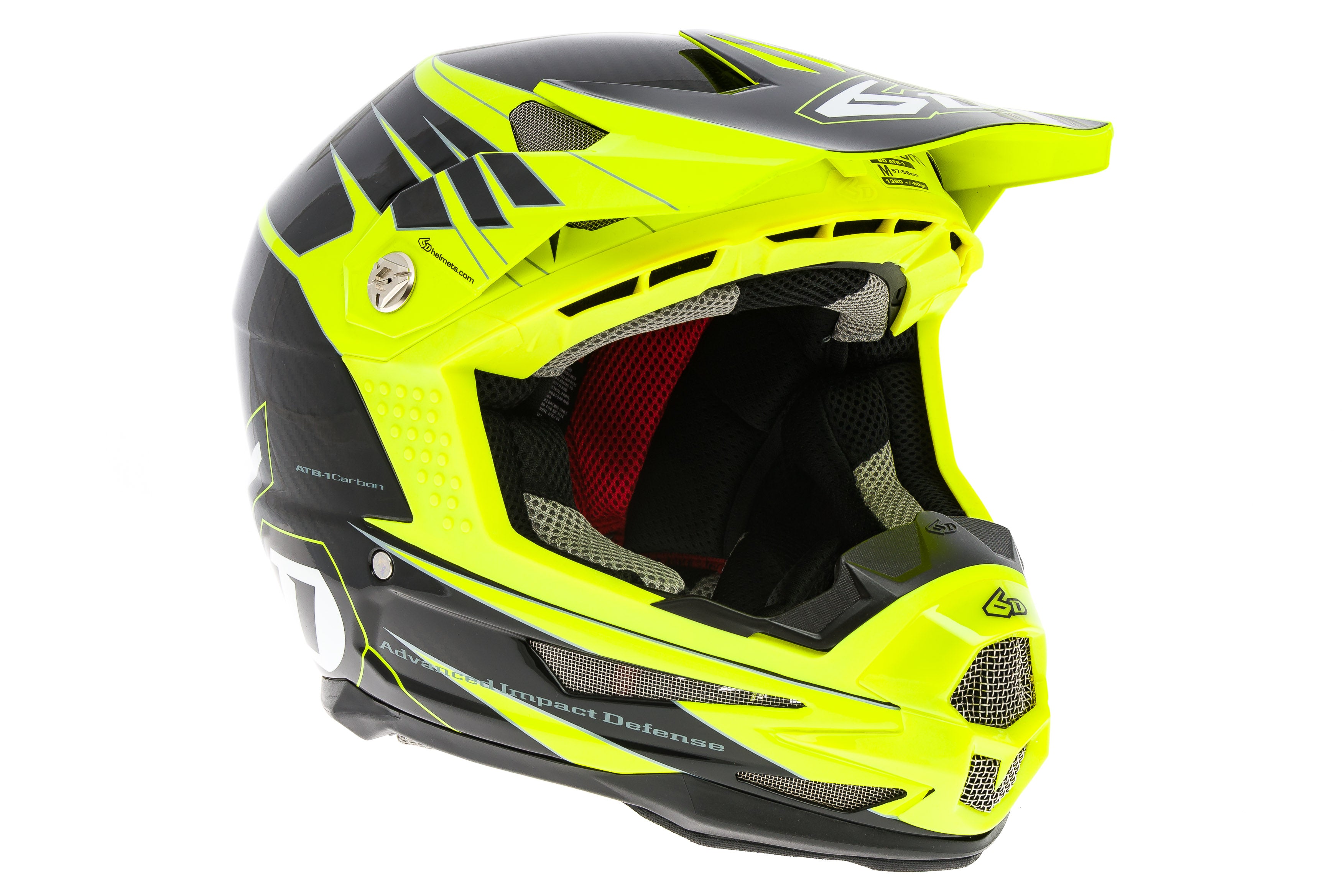 6D ATB 1 Carbon Attack Full Face Mountain Bike Helmet - Medium 57-58cm - Gloss Yellow - Lightweight MTB/Downhill/E-Bike Safety Gear for Extreme Cycling & Trail Riding