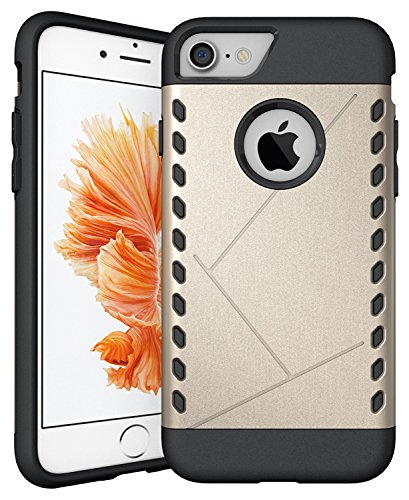 Shockproof Rugged iPhone 8 / iPhone 7 Case - Matte Gold Protective Cover | Slim Durable Anti-Scratch Phone Case for Outdoor, Work & Daily Use