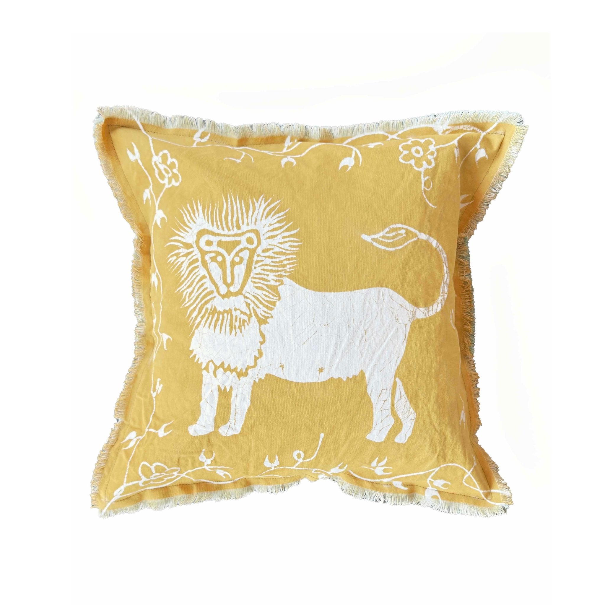 Zobisika Lion Cushion Cover in Mustard Yellow - Soft Decorative Pillow Case for Sofa, Bed, Living Room - Perfect for Home Decor and Cozy Comfort