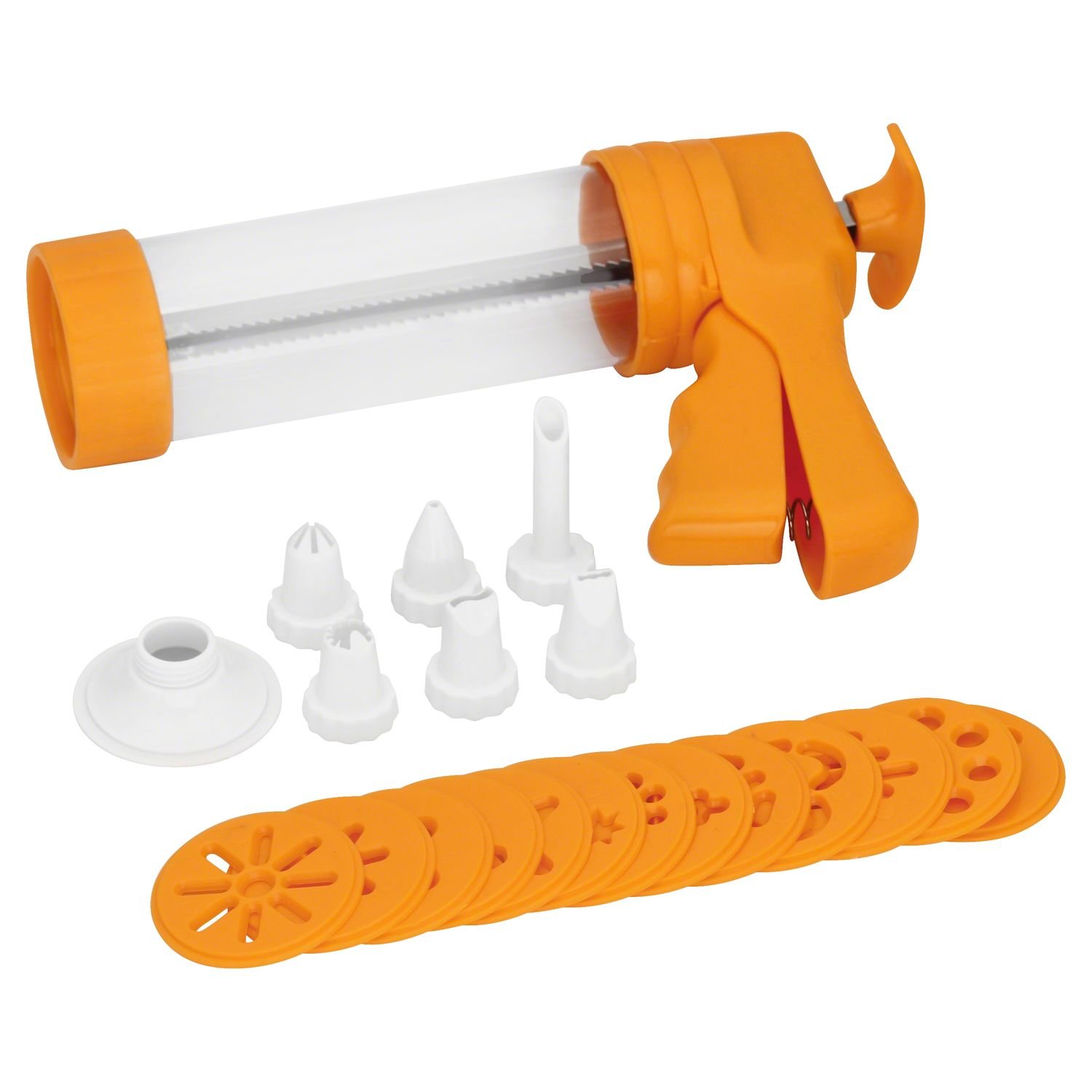 Baker's Secret Essentials 21-Piece Cookie Press Set with 12 Disk Shapes & 8 Icing Tips - Perfect for Holiday Baking, Cookie Decorating, and DIY Dessert Making