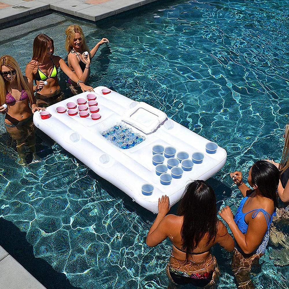 Premium Inflatable Pool Float with 28 Cup Holders - 180 x 90cm Large Floating Water Table for Adults - Perfect for Pool Parties, Beach Gatherings & Summer Relaxation