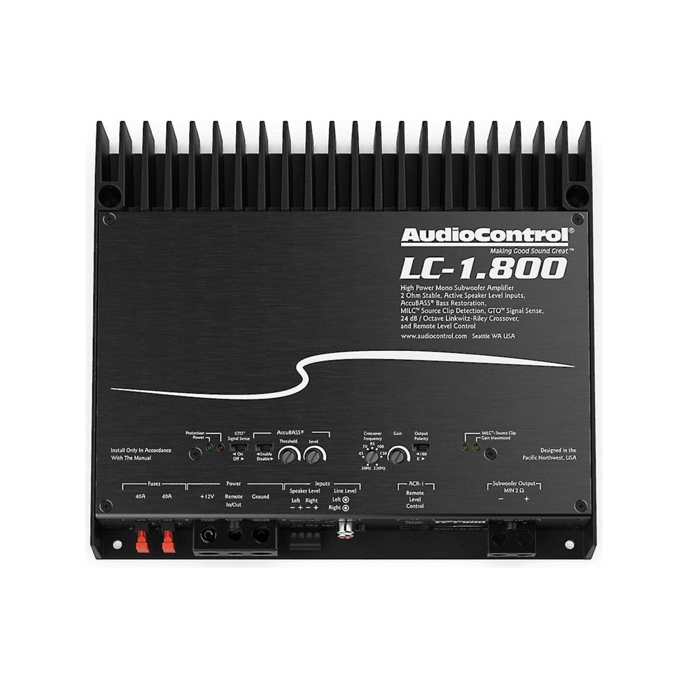 AudioControl LC 1.800 800W Monoblock Car Amplifier - 2 Ohm Stable High Power Bass Amp for Car Audio System | Perfect for Subwoofers & Upgrading Vehicle Sound