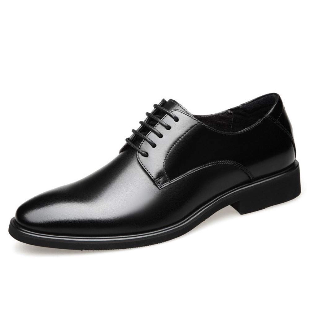 **Men's Leather Derby Dress Shoes - Lace Up Round Toe Burnished Oxford Shoes for Business & Formal Wear - Non-Slip Block Heel for Office, Wedding & Prom**
