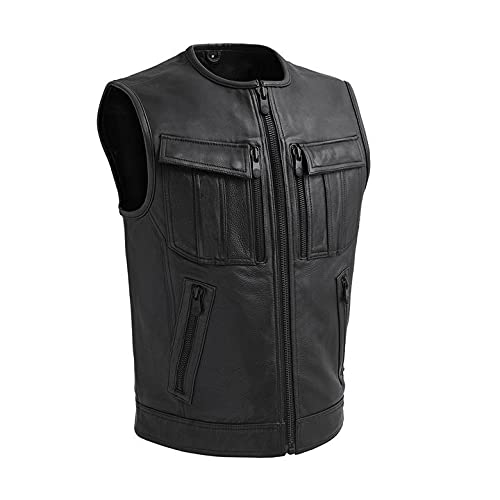 Men's Motorcycle Leather Vest for Riding - Durable & Stylish Biker Gear
