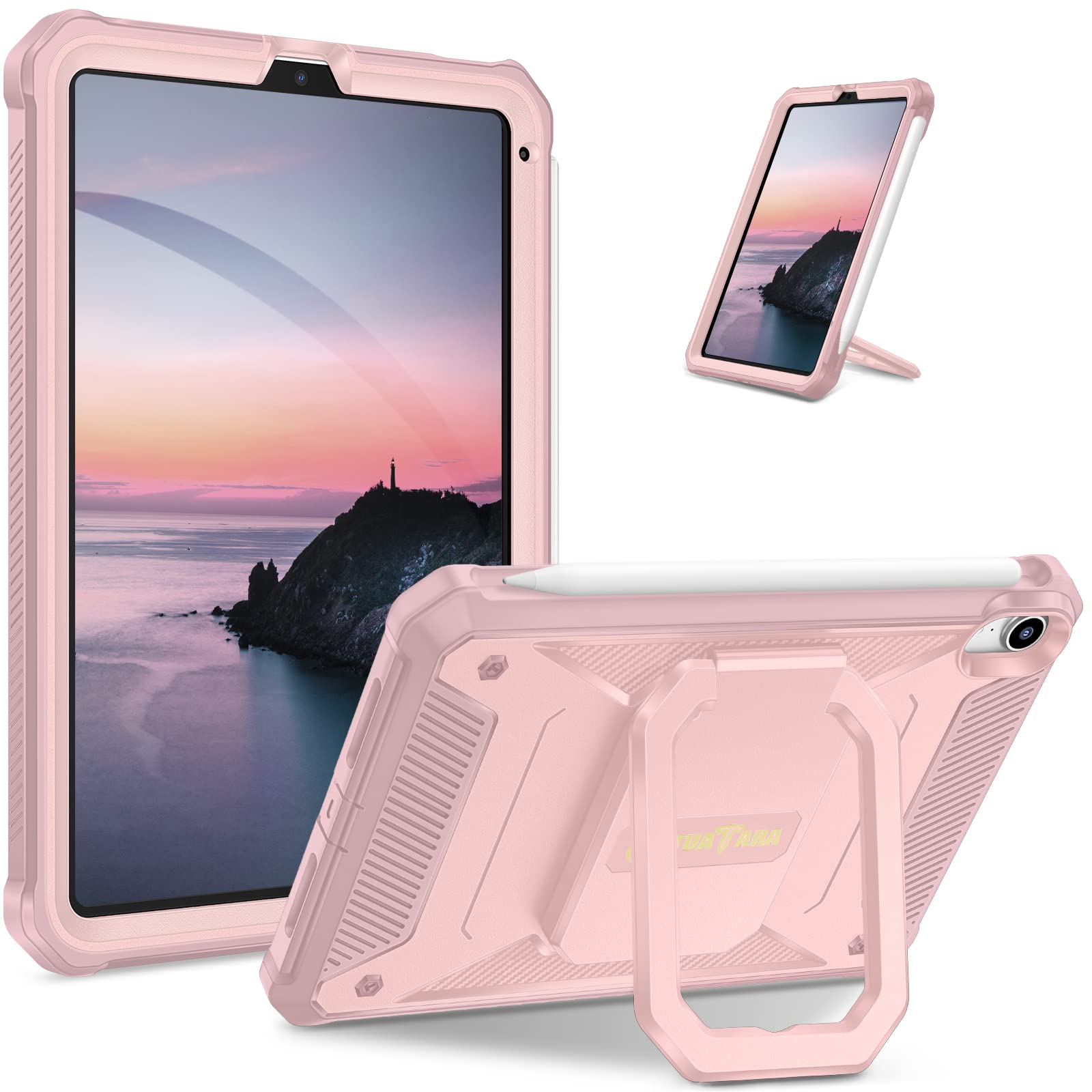 Fintie 360 Rotating Shockproof Case for iPad Mini 7 (2024) & iPad Mini 6 (8.3 Inch) - [Tuatara Magic Ring] Rugged Protective Cover with Built-in Screen Protector in Rose Gold - Perfect for Work, Travel & Outdoor Adventures