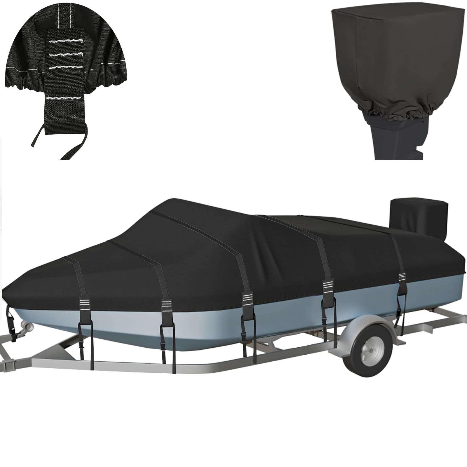 Heavy Duty 22'-24' Waterproof Boat Cover - 1200D Polyester for Fishing & Bass Boats - Outdoor Protection