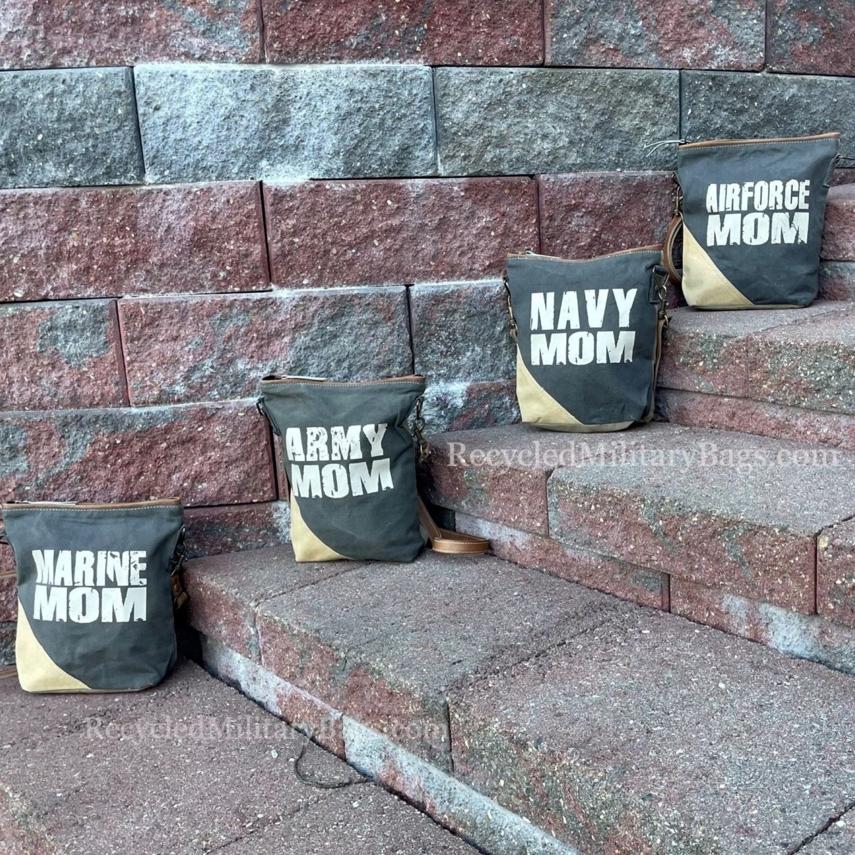 **Navy Mom Crossbody Bag - Sustainable Canvas Purse for Women - Proud Military Mom Gift - Perfect for Daily Use, Travel & Shopping**