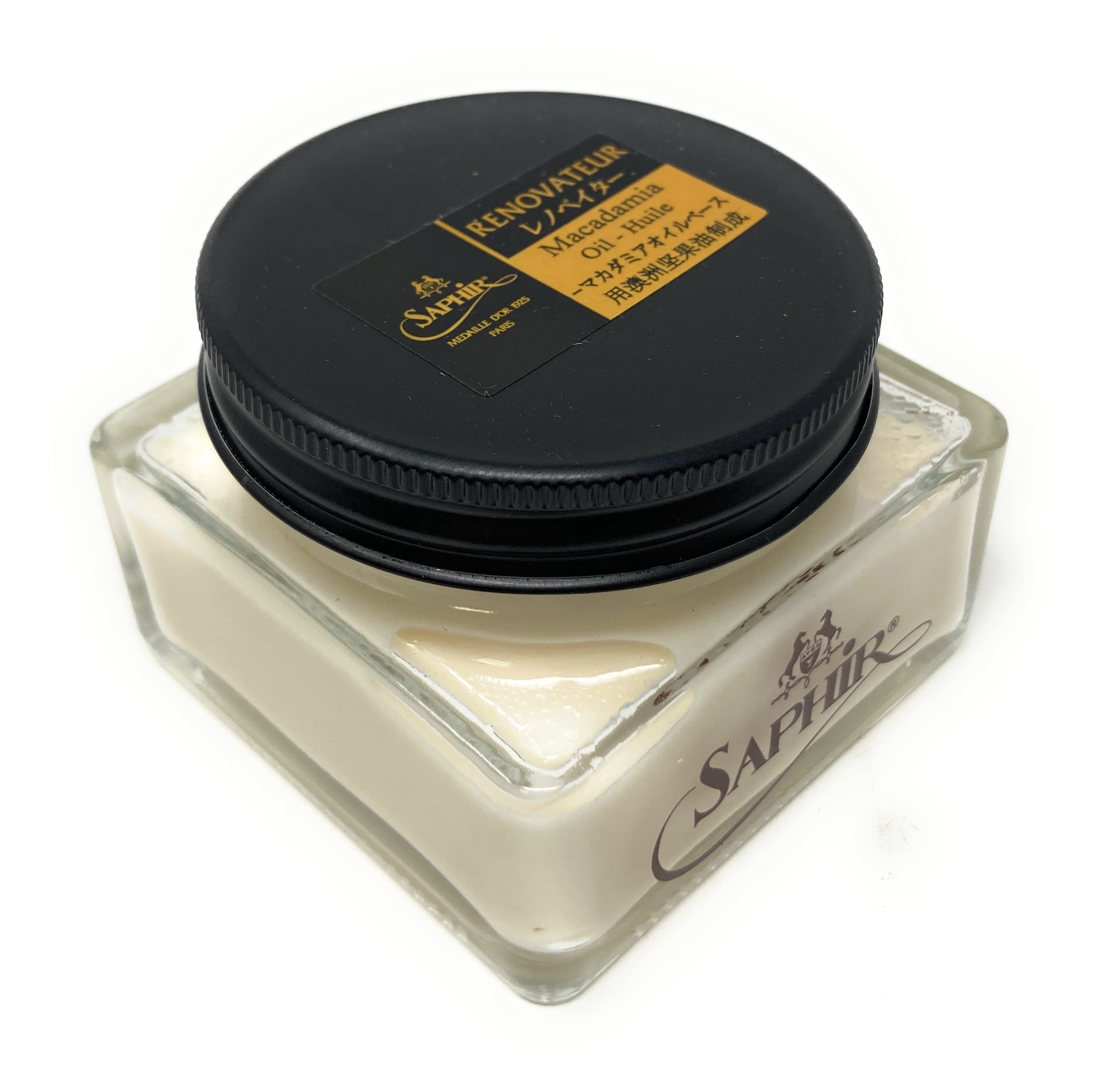 Saphir Medaille d'Or Renovateur Macadamia Oil Leather Cleaner & Conditioner - 75ml Premium Leather Care for Shoes, Bags & Furniture | Restores & Protects Genuine Leather