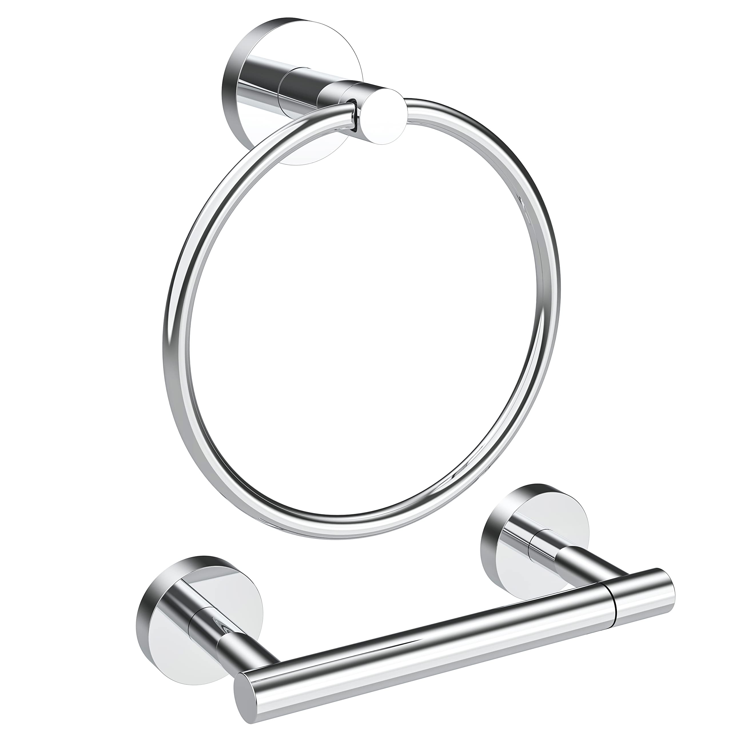Stainless Steel Toilet Paper Holder & Towel Ring Set - Bathroom Hardware for Modern Homes