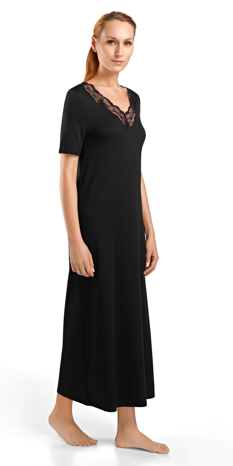 HANRO Women's Valencia Short Sleeve Nightgown - Soft Cotton Sleepwear for Women, Comfortable Loungewear for Relaxing at Home or Sleeping