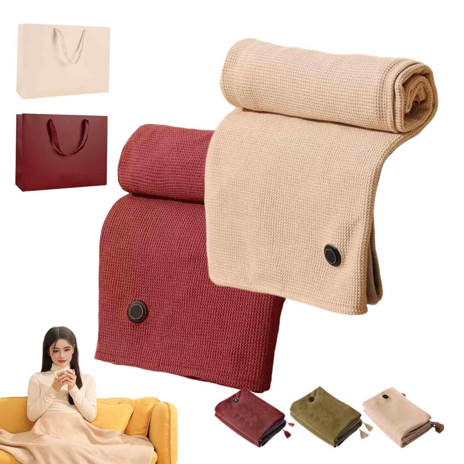 Freelady USB Heated Shawl for Women - Soft Portable Electric Blanket Wrap with Zipper - Cozy Winter Gift for Office, Travel & Home Use (2pcs, Gray)