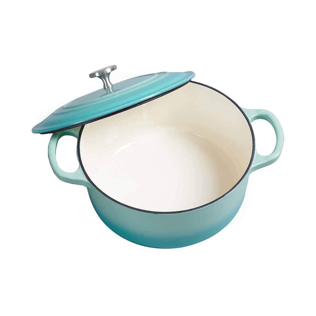 Lodge 4-Quart Cast Iron Dutch Oven with Lid - Enameled Braiser Pan for Soups, Stews, Porridge & Baking (Blue) - Perfect for Camping, Stovetop Cooking & Oven Use