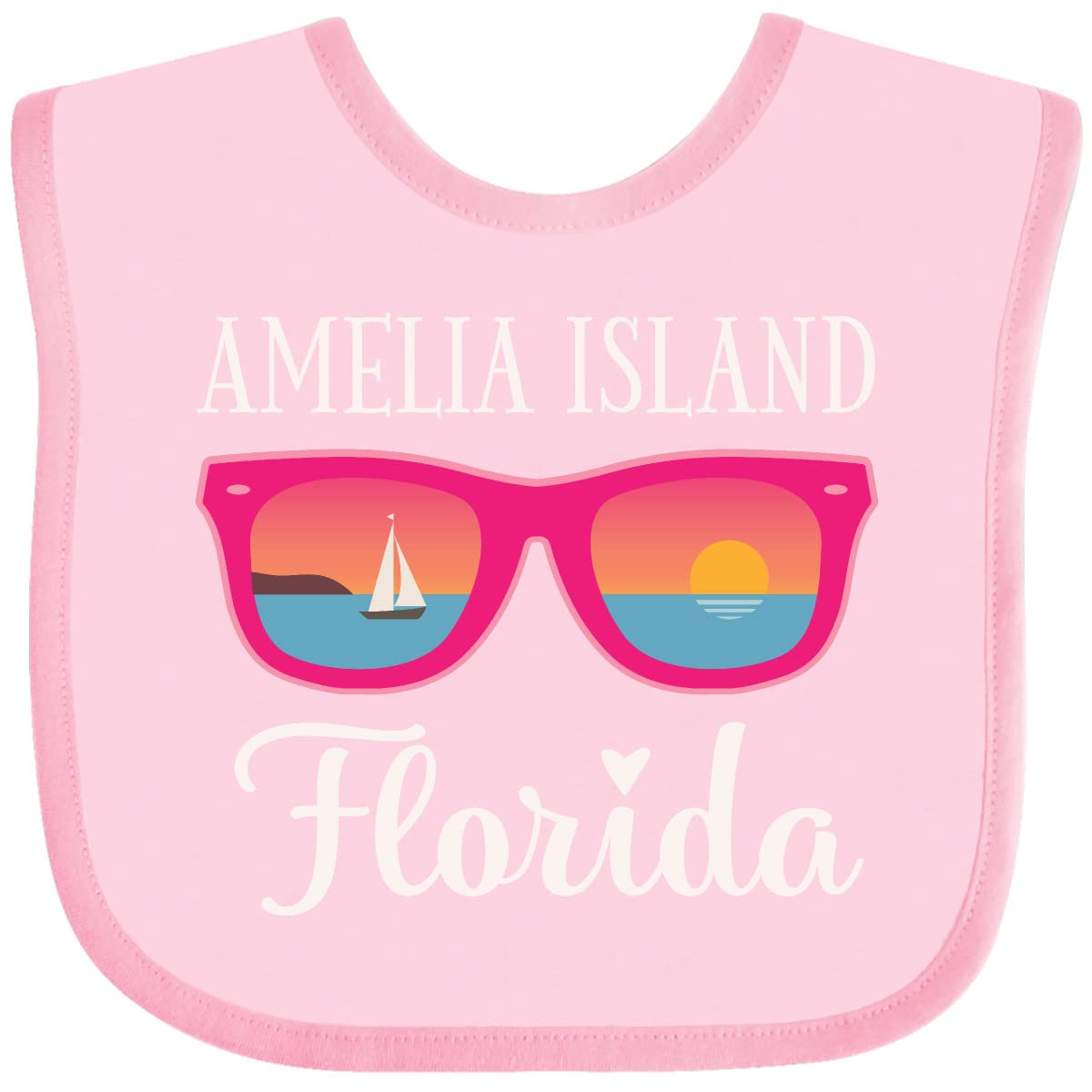 Inktastic Amelia Island Florida Vacation Baby Bib - Cute & Soft Cotton Drool Bib for Infants & Toddlers - Perfect for Travel, Beach Trips & Family Outings