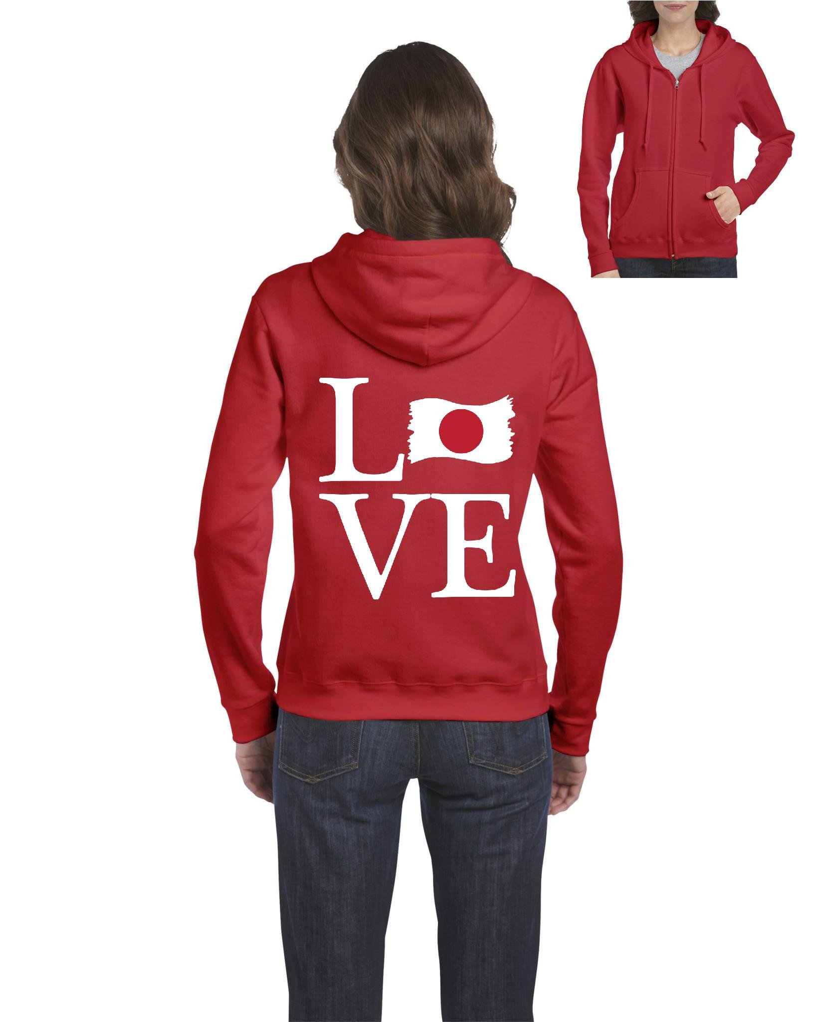 Japanese Flag Design Women's Zip-Up Sweater - Stylish Travel Gift & Casual Winter Fashion