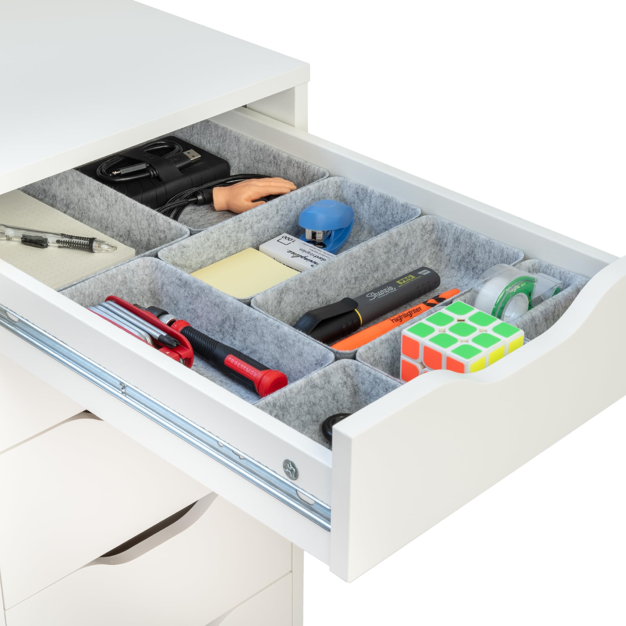Rajas Goods 10-Piece Modular Felt Drawer Organizer Set - Perfect Fit for IKEA Alex Drawer Unit | Lightweight Tray Storage Solution for Office, Bedroom & Closet Organization