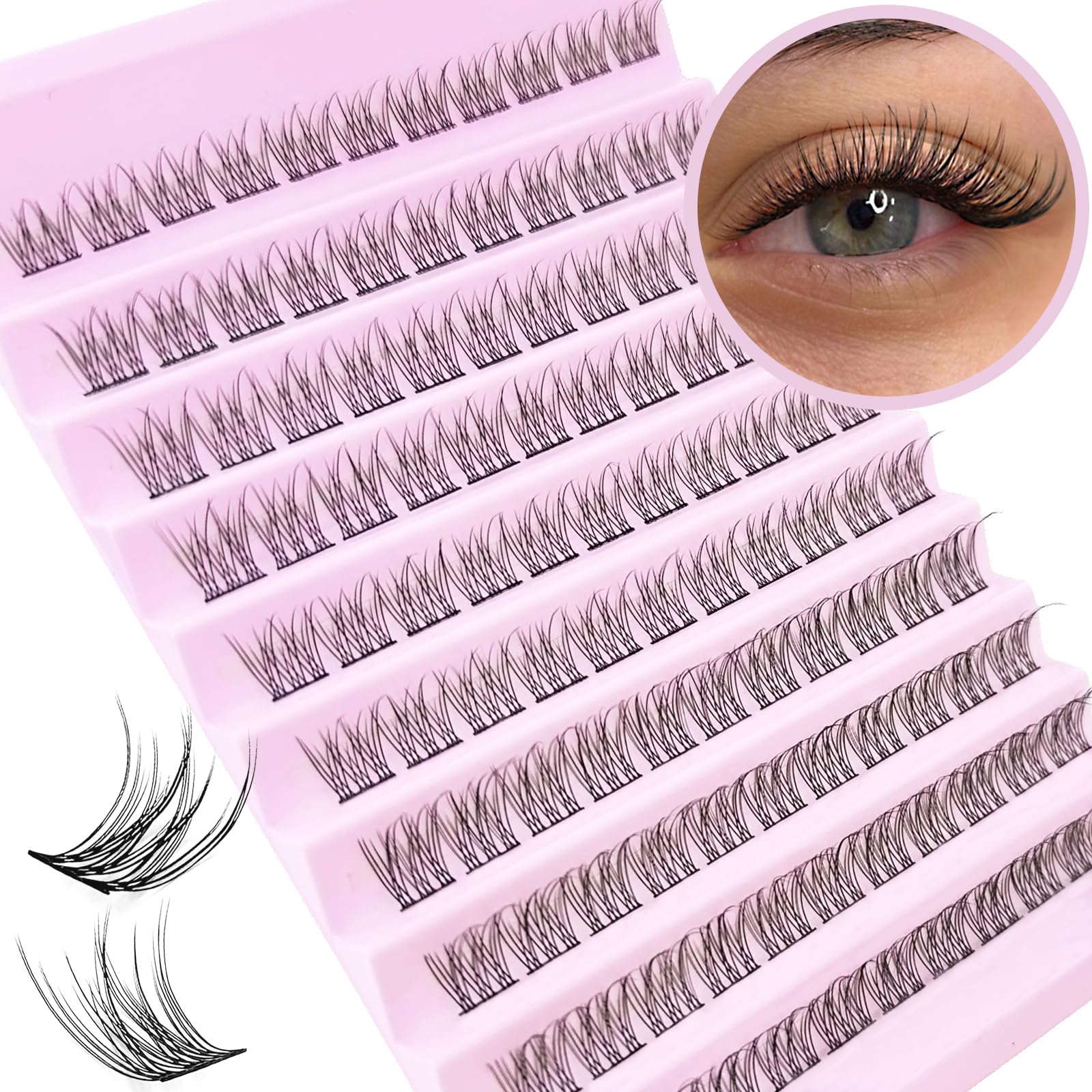 Natural Wispy D Curl Eyelash Extensions - 110pcs DIY Individual Lashes (10mm 11mm 12mm Mixed Lengths) for Fluffy Volume & Thin Band - Perfect for Daily Wear, Special Occasions & Professional Makeup Artists