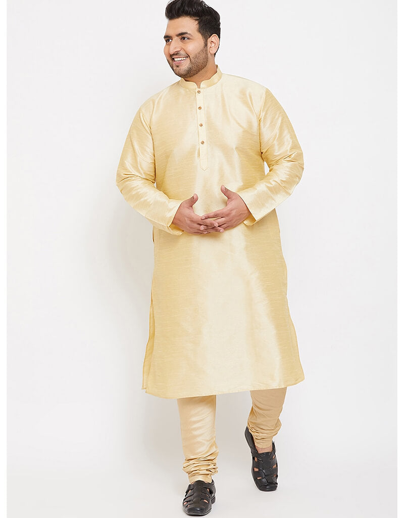 Premium Cream Kurta with Dhupion Silk Payjama - Elegant Traditional Indian Outfit for Men | Perfect for Weddings, Festivals & Special Occasions