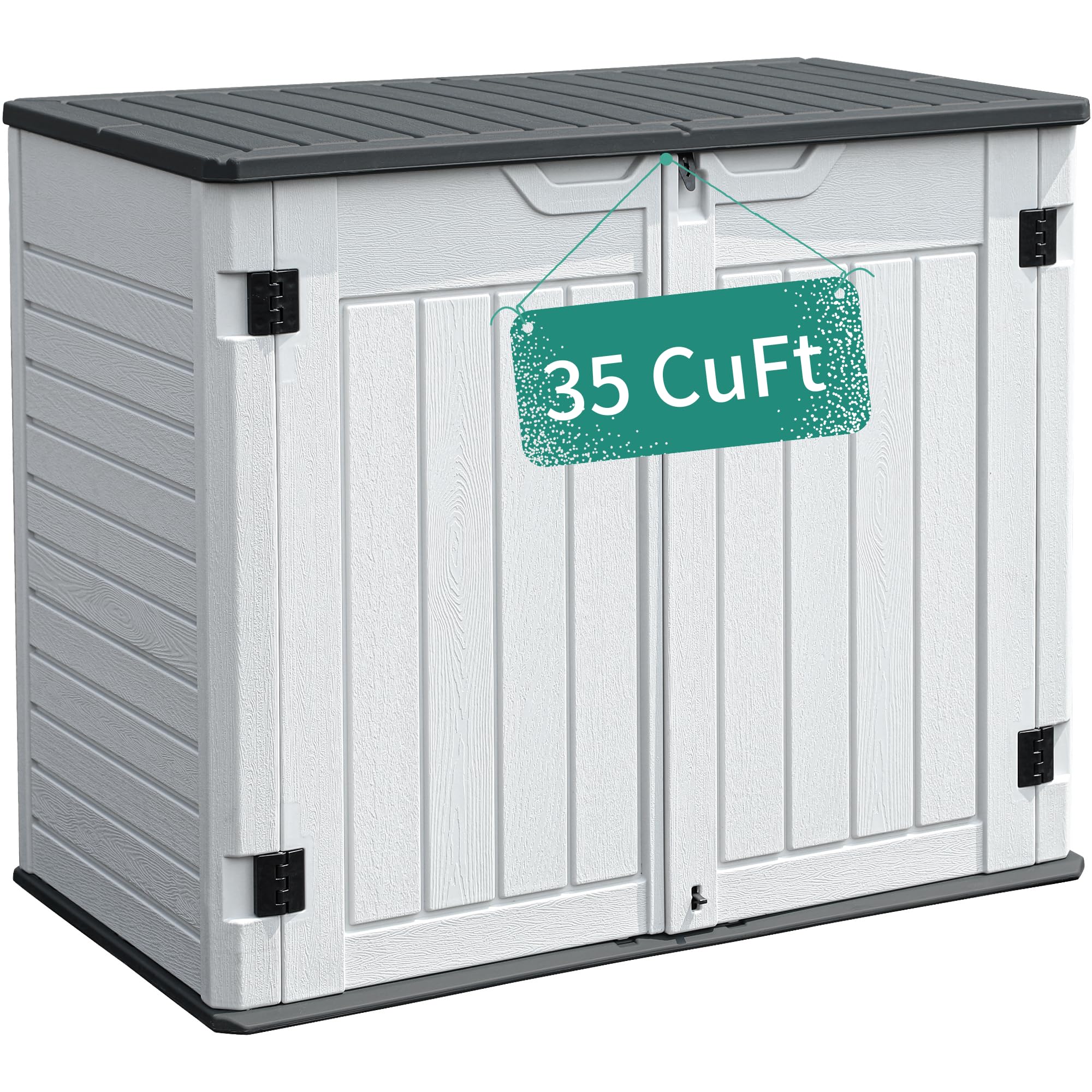 YITAHOME 35 Cu Ft Outdoor Horizontal Storage Shed - Waterproof Lockable Resin Garden Shed for Tools, Patio & Backyard Organization - Easy Assembly Light Gray for Home & Garden Storage Solutions