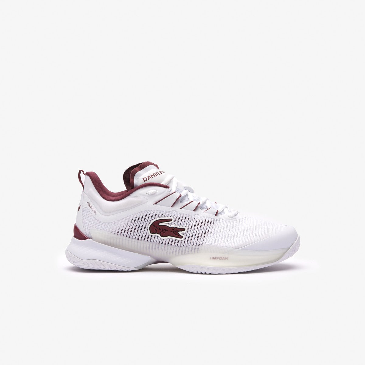 Lacoste AG LT23 Ultra Medvedev Men's Tennis Shoes - White & Burgundy | Lightweight Performance Sneakers for Tennis & Casual Wear