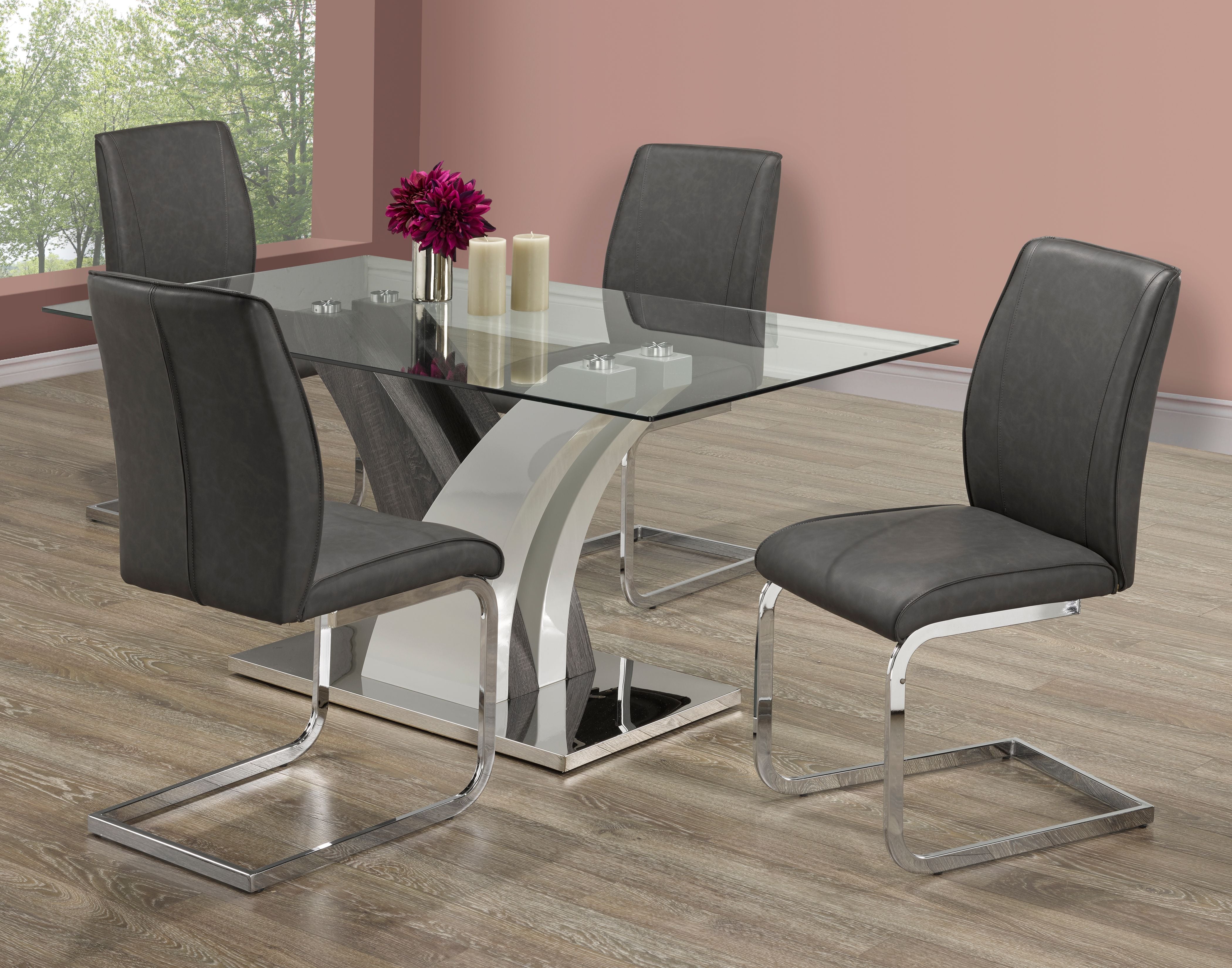 5-Piece Grey Dining Set - Modern Kitchen & Dining Room Table Chairs for Small Spaces, Home & Office Use