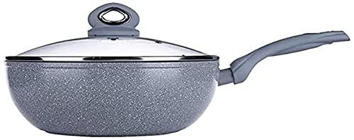 QIANMEI Non-Stick Deep Frying Pan & Sauté Pan - 12 Inch Large Capacity Wok for Induction, Gas & Electric Stoves - Perfect for Stir-Fry, Deep Frying & Asian Cooking