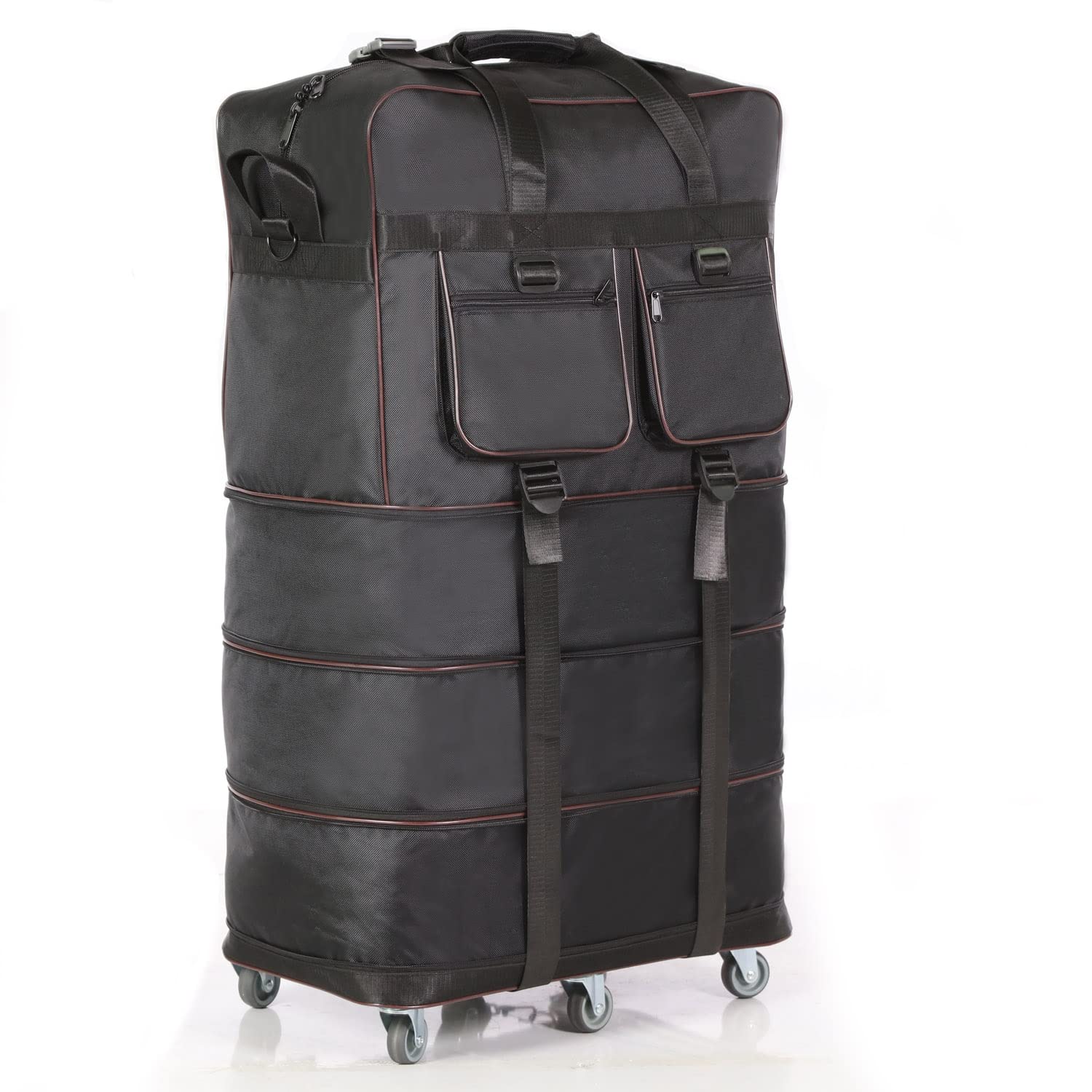 ELDA Expandable Foldable Rolling Duffle Bag with 6 TPR Silent Wheels - Lightweight Large Capacity Travel Suitcase for Men & Women - Perfect for Air Travel, Weekend Getaways and Business Trips