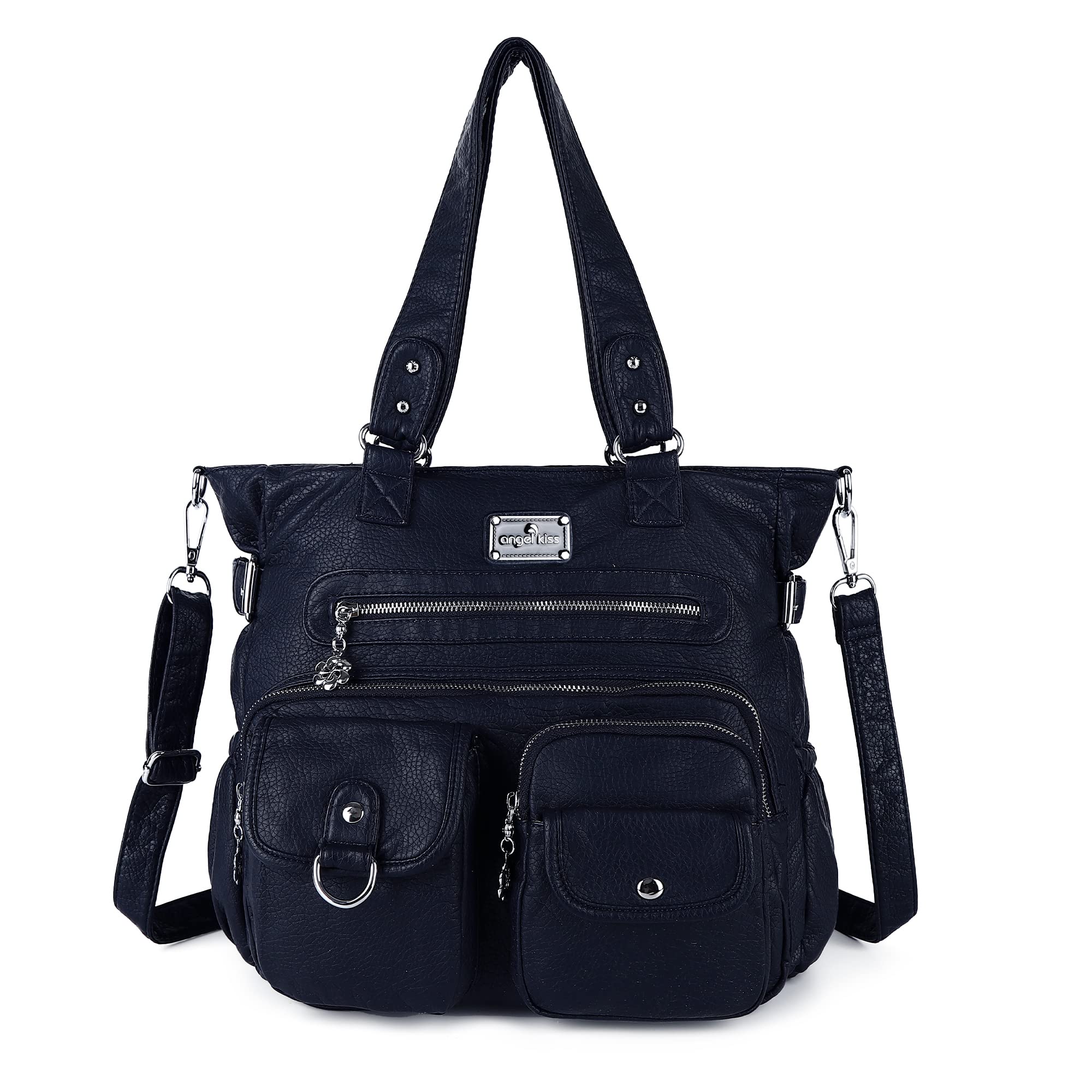 Angelkiss Women's PU Tote Shoulder Bag with Pockets - Stylish & Practical for Work & Travel
