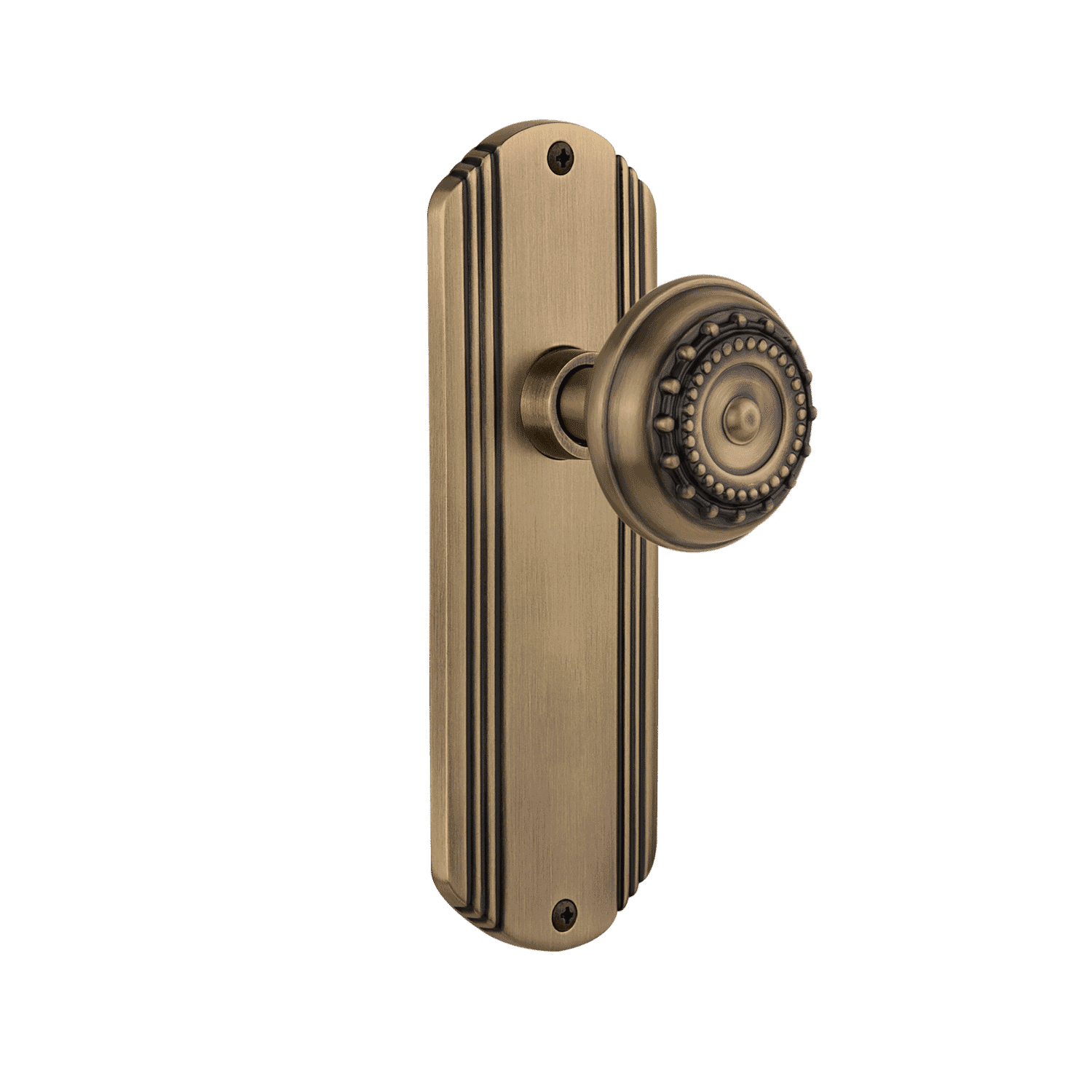 Antique Brass Deco Long Plate with Meadows Knob - Elegant Cabinet & Drawer Pull for Vintage Kitchen, Bathroom & Furniture Hardware (Set of 10)