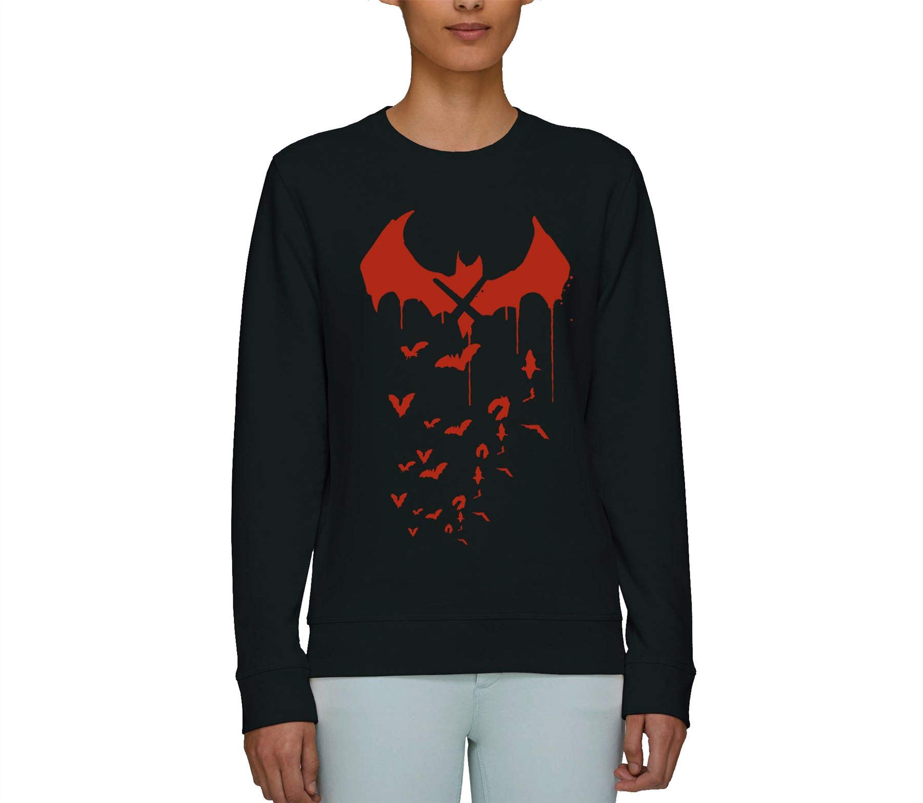 DC Comics Batman Arkham Bat Drip Unisex Black Sweatshirt for Men & Women - Perfect for Cosplay, Halloween Costumes & Superhero Fans