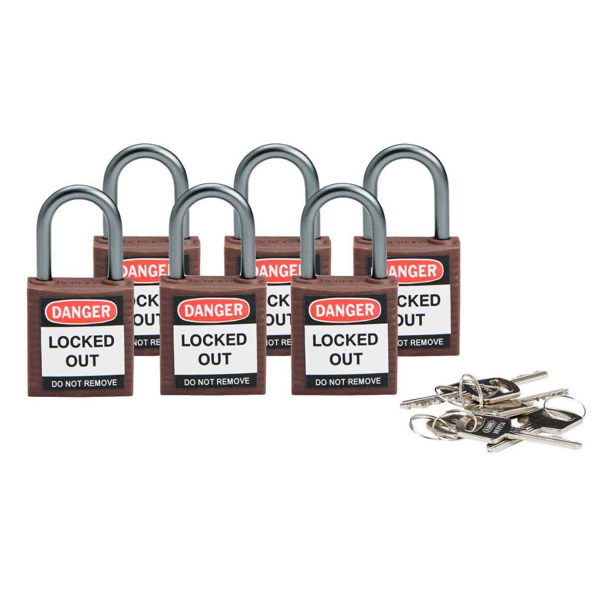 Brady 118964 Brown Compact Safety Lock - Keyed Alike (6 Locks) - Secure Cabinets, Toolboxes & Storage Units for Home & Office Safety