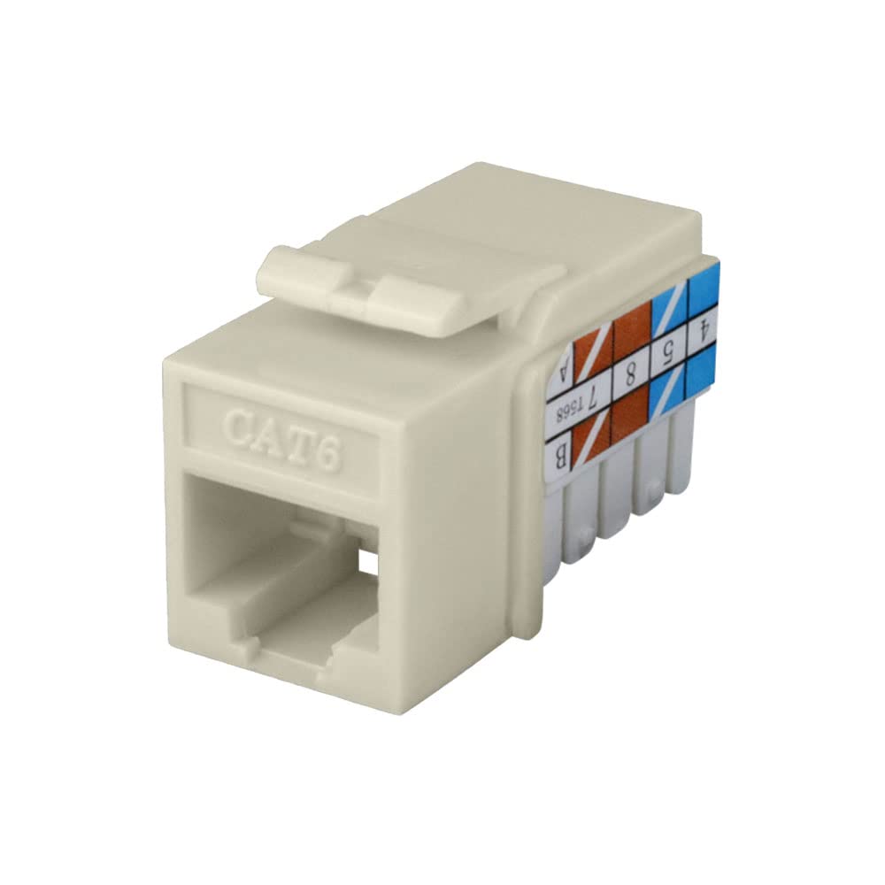 Construct Pro™ Cat 6 Keystone Jack (Almond) - High Speed Ethernet Network Jack for Home & Office Networking, Data Centers, and Server Rooms