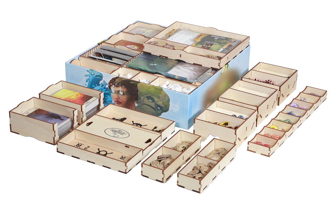 Premium Wooden Game Organizer for Spirit Island - Broken Token Compatible Board Game Storage Box with Custom Trays | Perfect for Tabletop Gaming & Organized Game Nights
