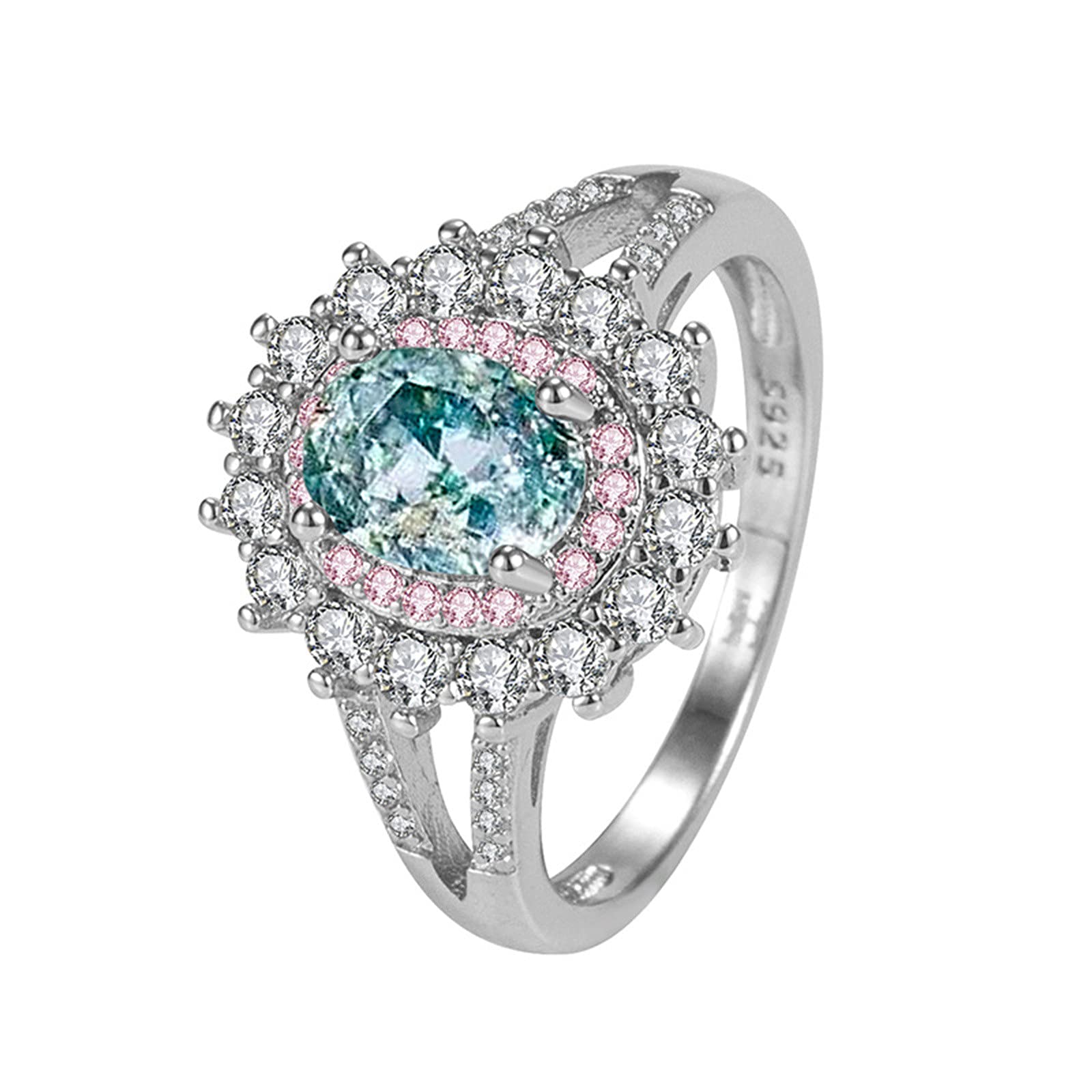 Luxury Handmade Mood Stone Jewelry - Oval Wedding & Engagement Ring with White Stone Cut (Silver, Size 8) | Perfect for Proposals, Anniversaries & Romantic Gifts