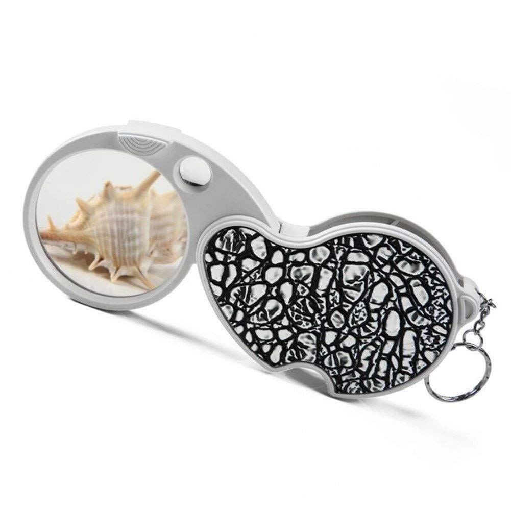 LED Illuminated 4X-20X Folding Pocket Magnifier with Keychain - Portable Magnifying Glass for Reading, Jewelry Inspection, Coin & Stamp Collecting, Travel, and DIY Crafts