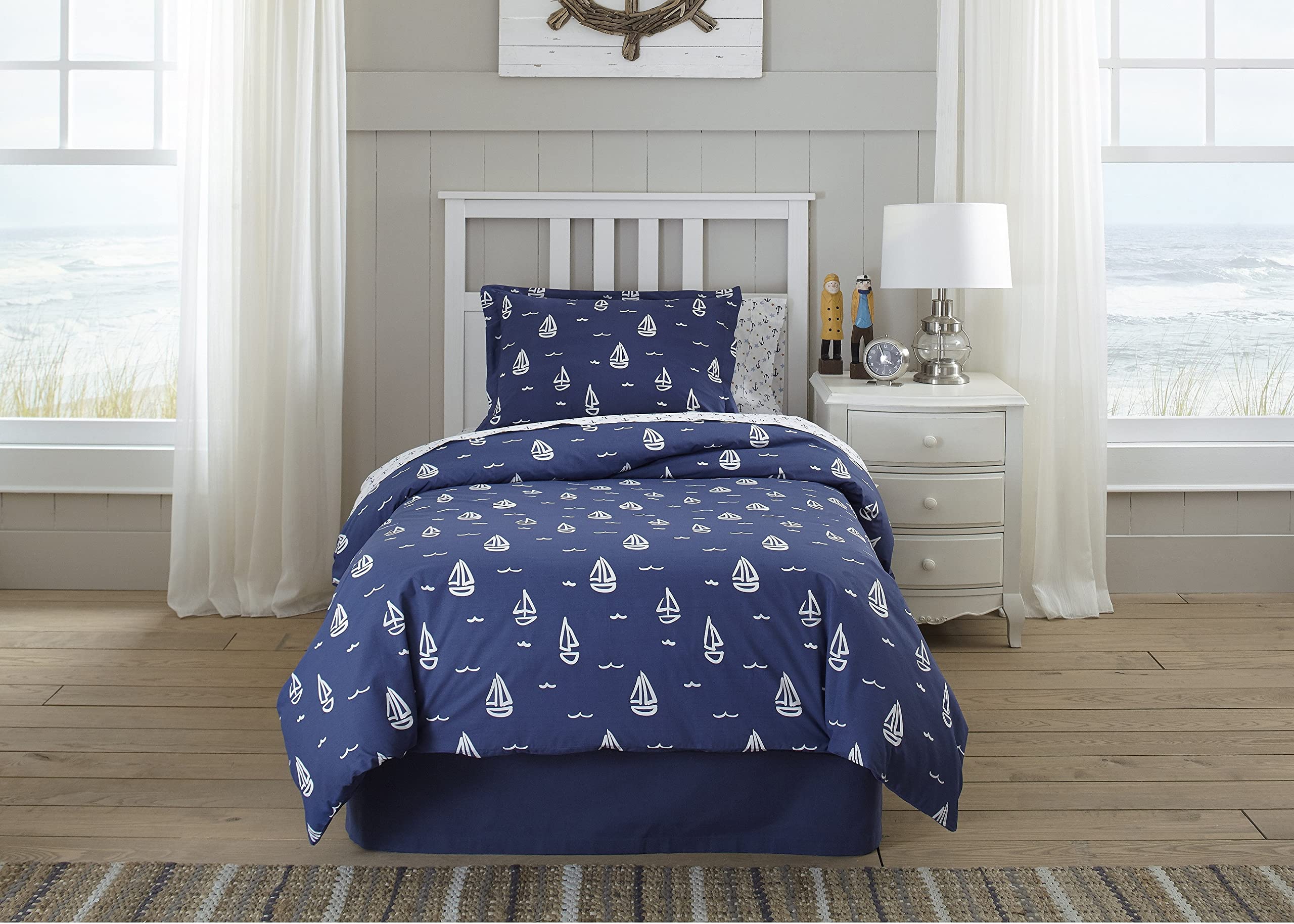 Lullaby Bedding Away at Sea Comforter Set - Full Size Ocean Themed Bedding for Kids & Teens | Perfect for Nursery, Bedroom Decor & Coastal Themed Rooms