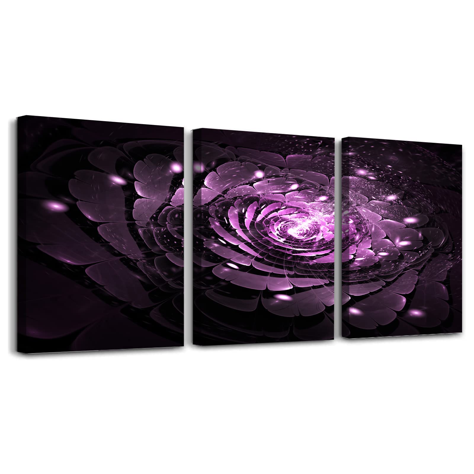 Abstract Flower Canvas Wall Art - 3 Panels Framed for Living Room & Kitchen Decor
