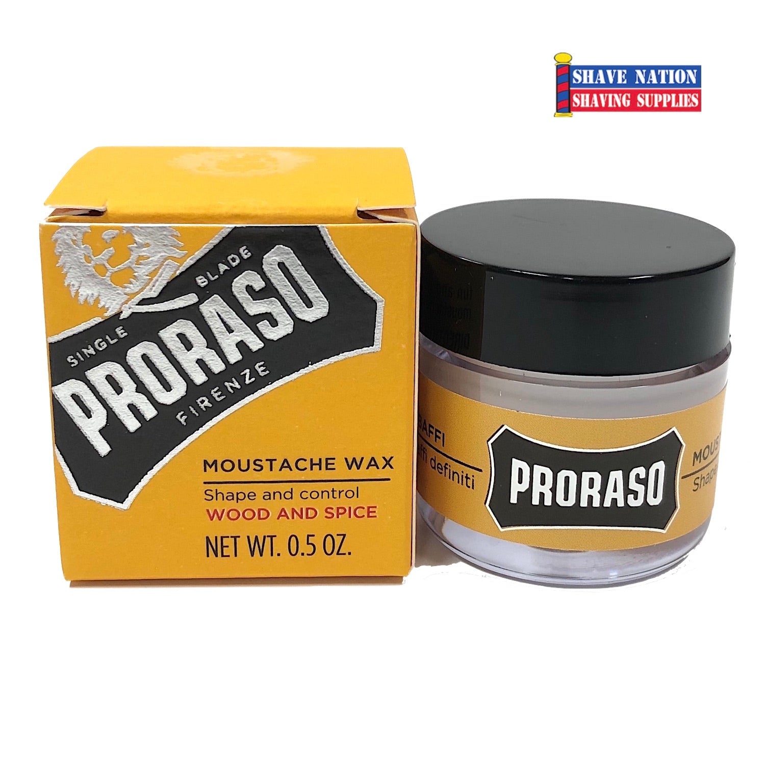 Proraso Wood & Spice Mustache Wax for Men - Natural Hold & Grooming Styling Balm - Perfect for Beards & Facial Hair Care - Great for Daily Use & Special Occasions